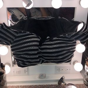 Lane Bryant black&white off the shoulder swim top
